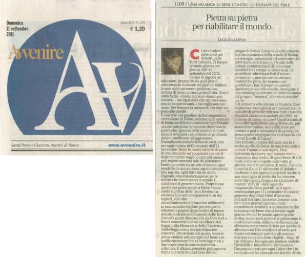 19 novembre 2011 - L'Avvenire - Pietra su pietra per riabilitare il mondo