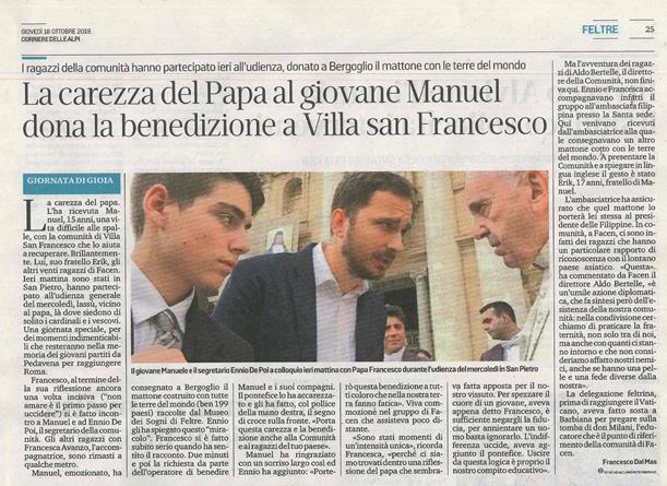 Consegna del mattone del mondo a Papa Francesco